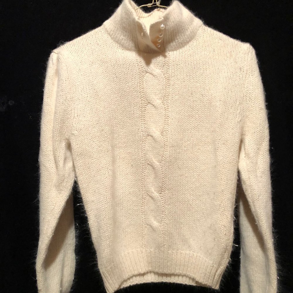 Vintage Sarah Taylor Rabbit/Lamb Fur Silk Shirt White Woman Small S